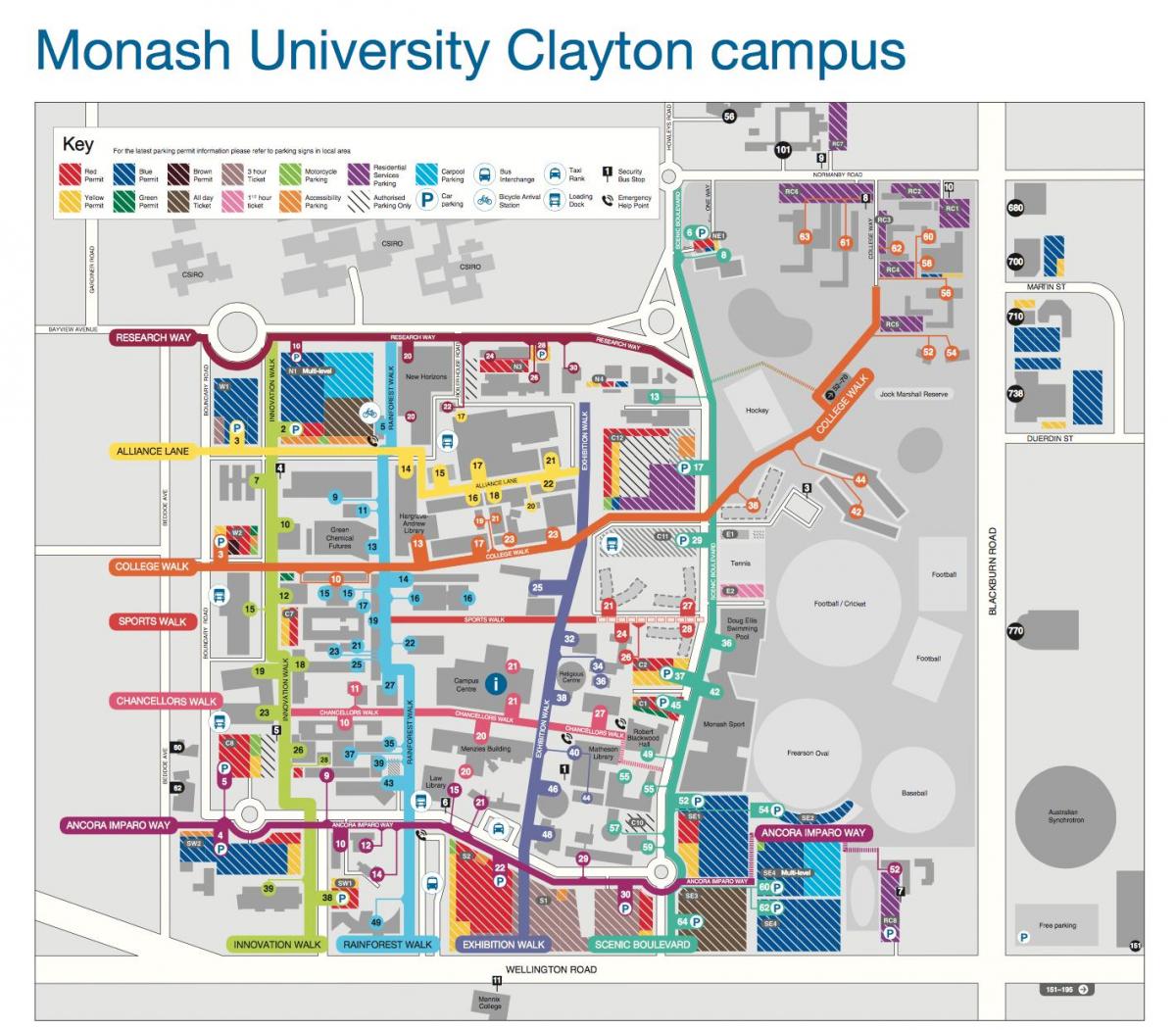 Monash یونیورسٹی کلیٹن کا نقشہ