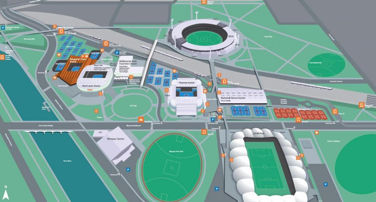 میلبورن اولمپک پارک کا نقشہ