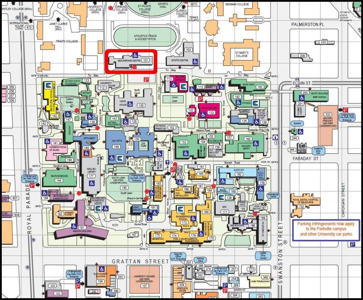 نقشہ کے میلبورن یونیورسٹی