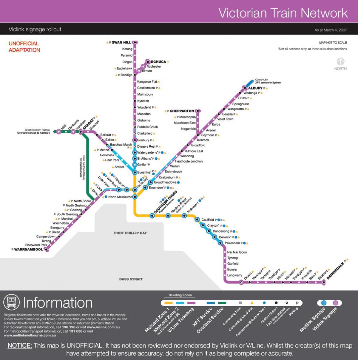vline ٹرین کا نقشہ