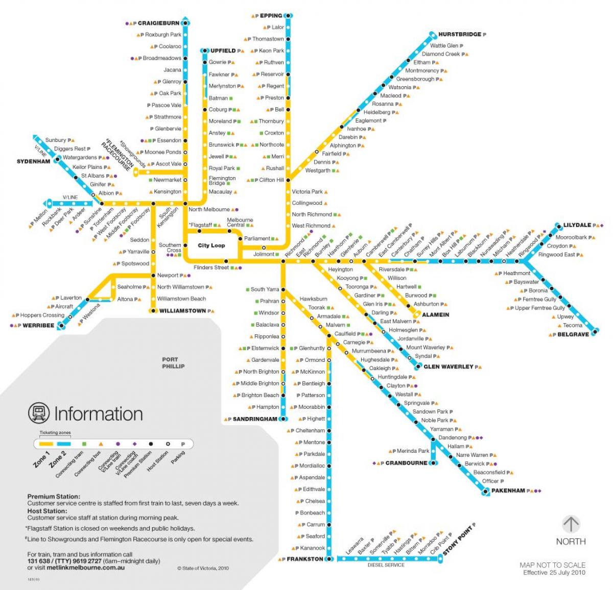 میلبورن ٹرین نیٹ ورک کا نقشہ